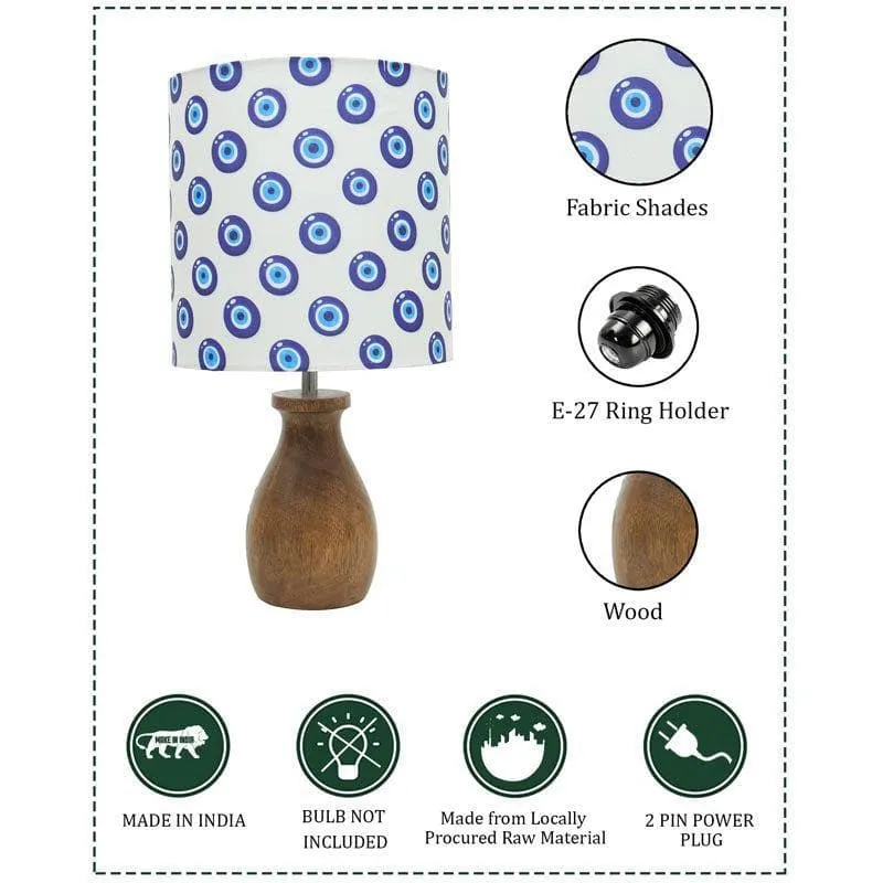 Evil Eye Dovel Pot Fabric Table Lamp - White,Blue,Brown media 6