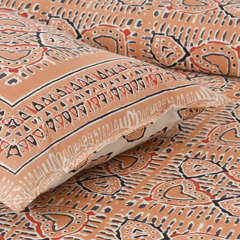 Seijun Mural Cotton Bedsheet (Orange) - 180 TC media 3