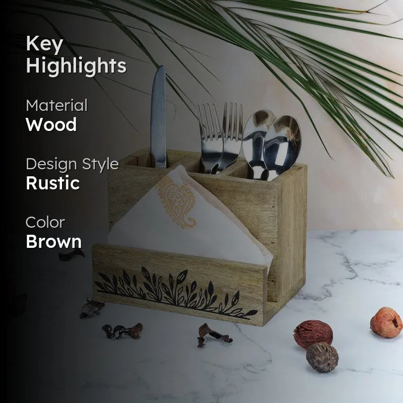 Amra Wooden Cutlery Holder media 2