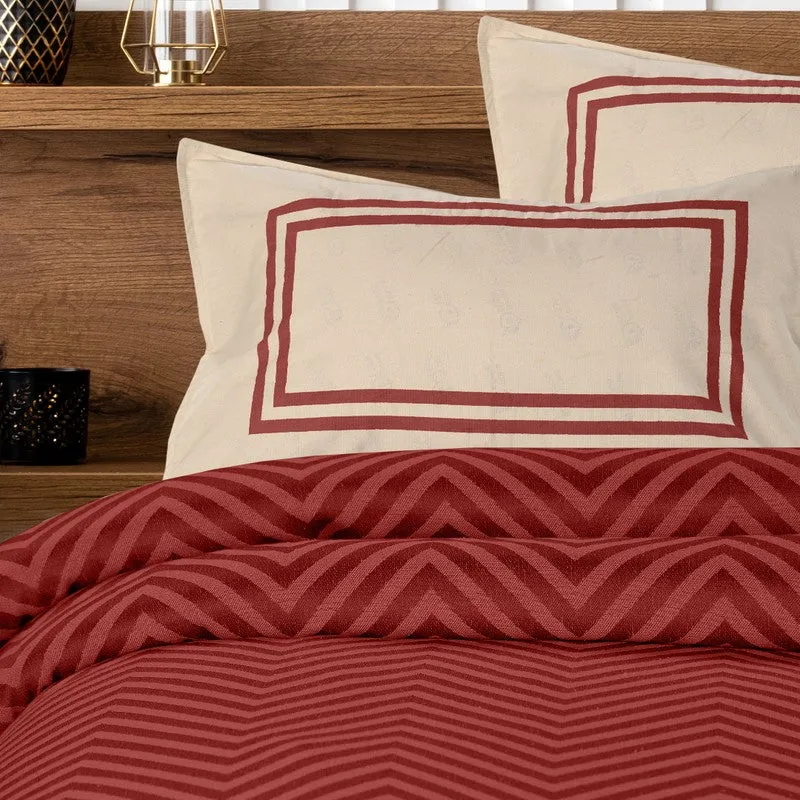 Wave Whisper Cotton Bedsheet (Red) - 224 TC media 4