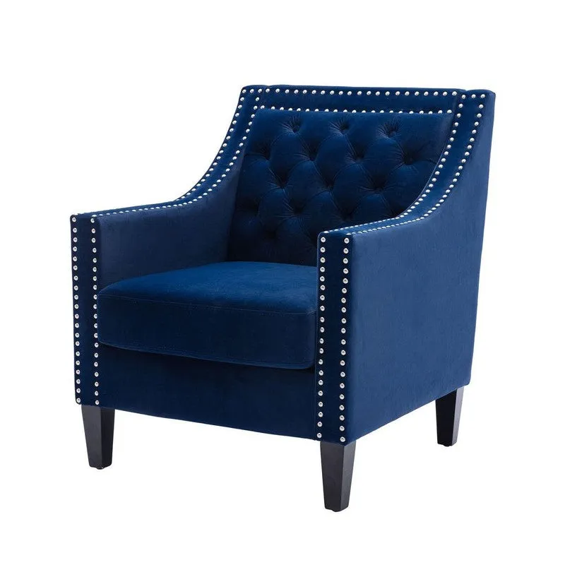 Softix Neem Wood Accent Chair - Dark Blue media 3