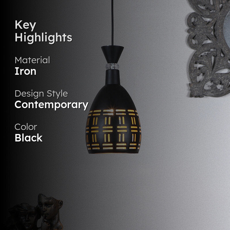 Carvera Iron Ceiling Lamp - Black & Gold media 2
