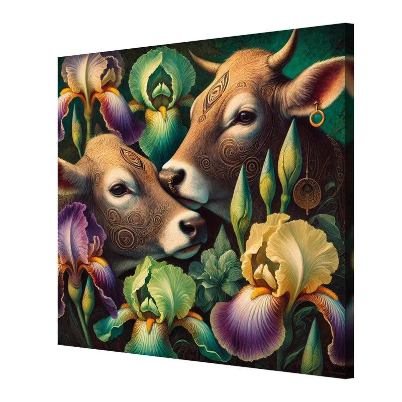 Cows And Blooms Wall Painting media 5