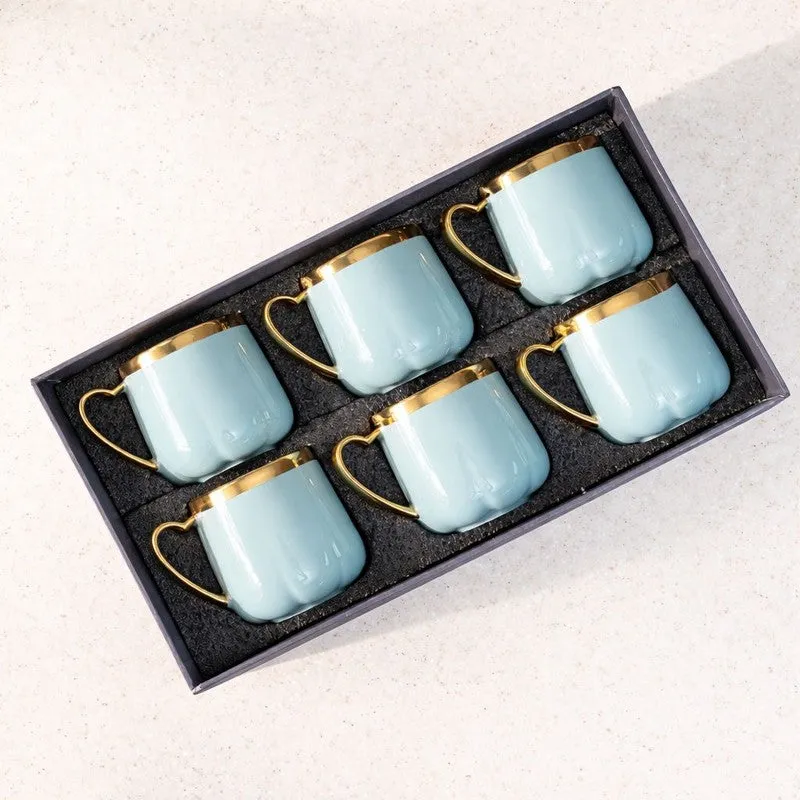 Cupino Porcelain Tea Cup (220 mL Each,Blue) - Set Of Six media 3