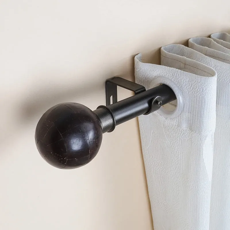 Orbis Extendable 1" Single Curtain Rod With Round Finial & Brackets media 1