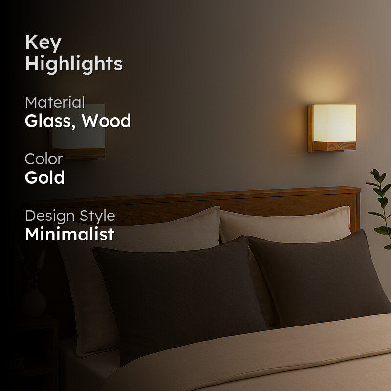 Talbot Glass & Wooden Wall Lamp media 2