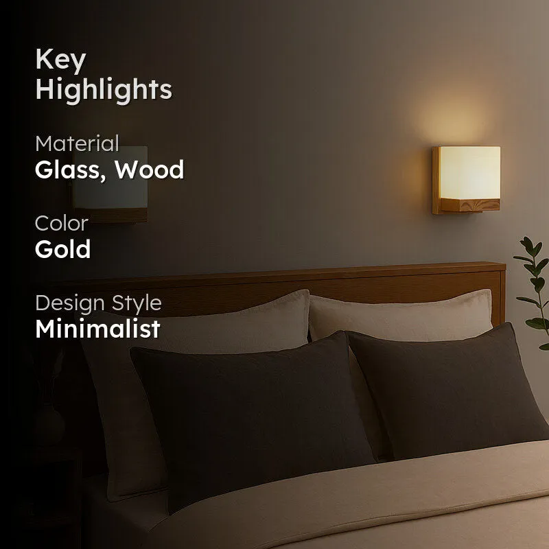 Talbot Glass & Wooden Wall Lamp media 2