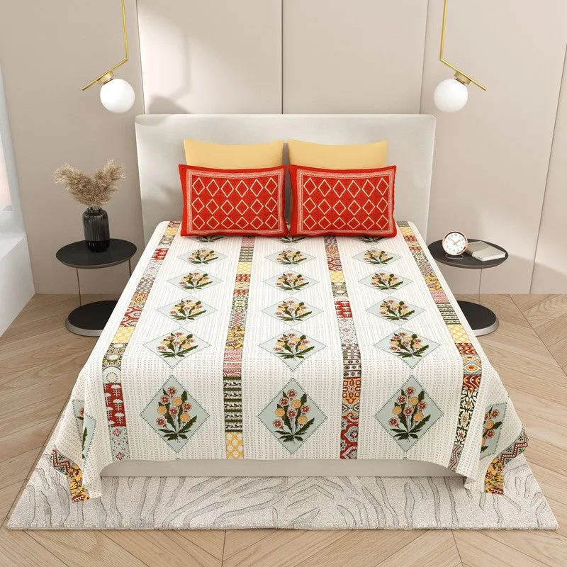 Ornate Blossom Cotton Bedsheet - 200 TC media 3