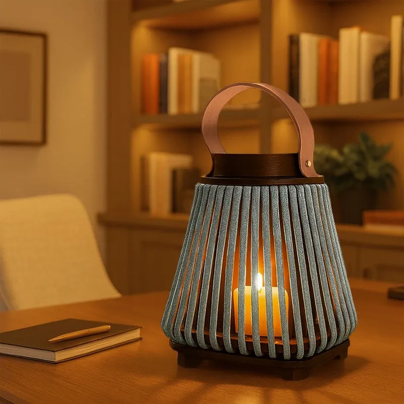 StriaGlow Bamboo Tea Light Candle Holder - Grey media 4