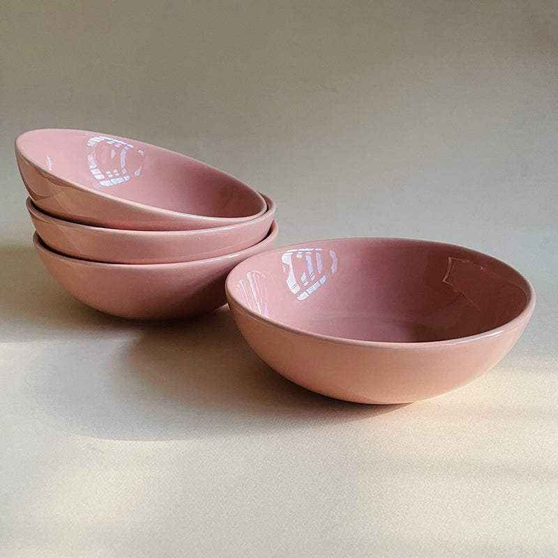 Porcella Ceramic Snack Bowl (Peach/350 mL Each) - Set Of Four media 3