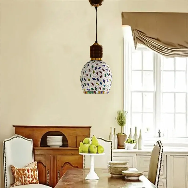 Mosaic Arc Pendant Wooden Ceiling Lamp media 3
