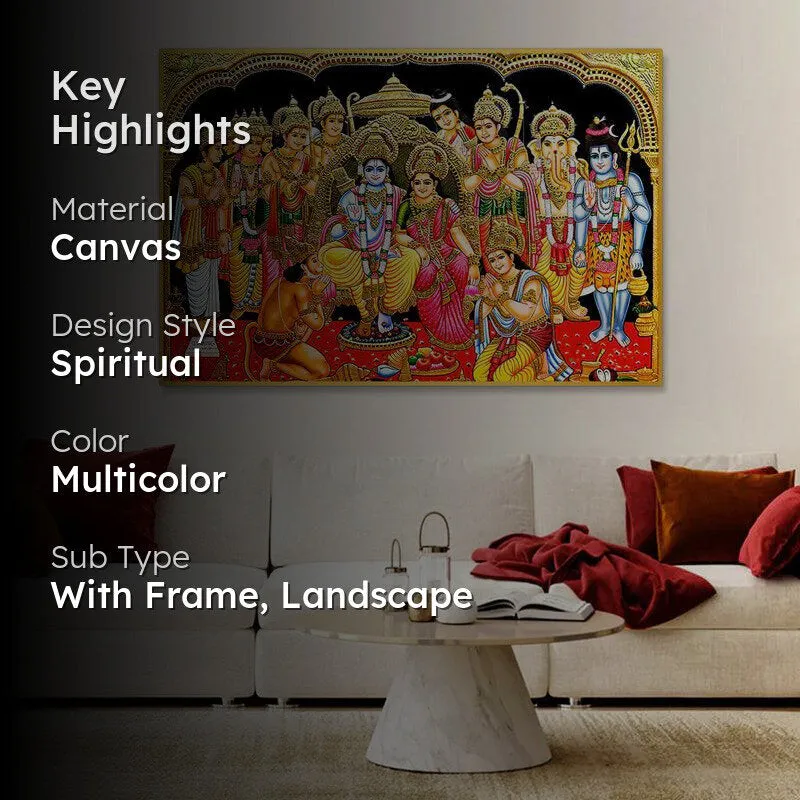Ramachandra Rajya Spiritual Canvas Wall Painting With Frame media 2
