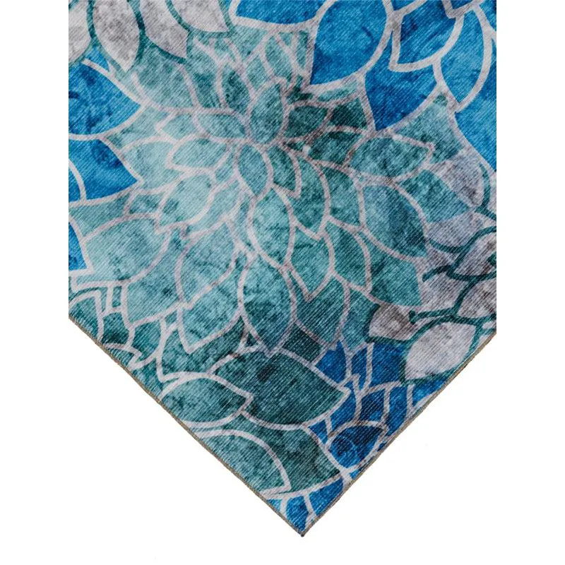 Enaya Floral Polyester Carpet - Blue media 5