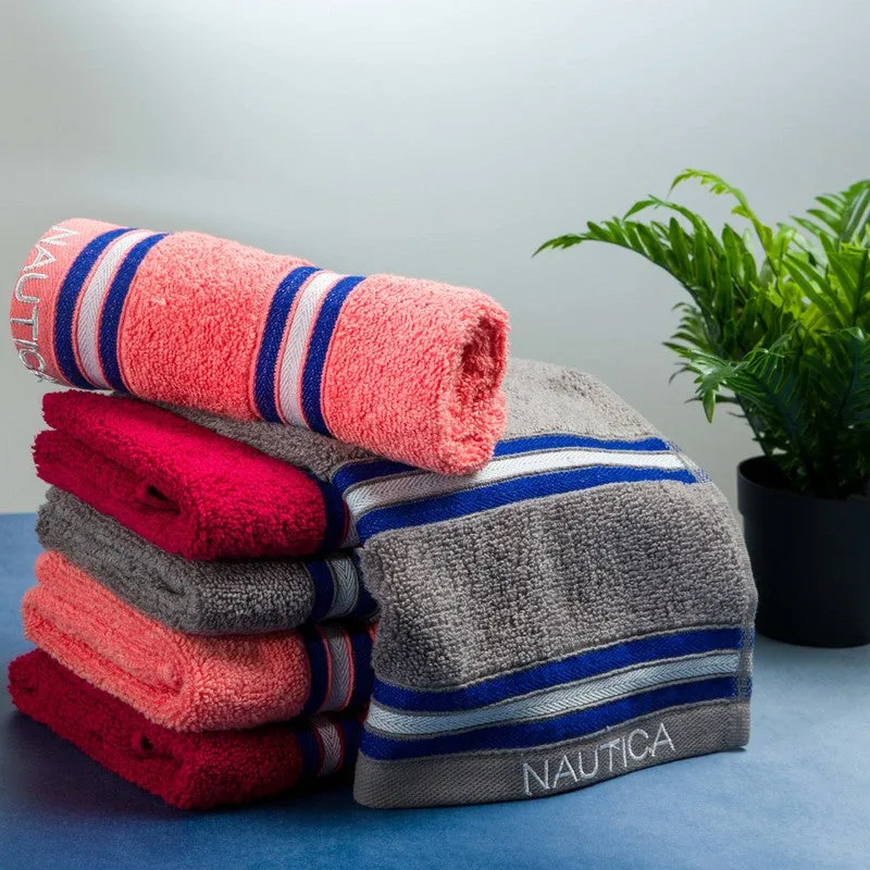 Nautica Dove Dual Down Cotton Hand Towel (Red,Lilac & Grey) - Set Of Six media 3