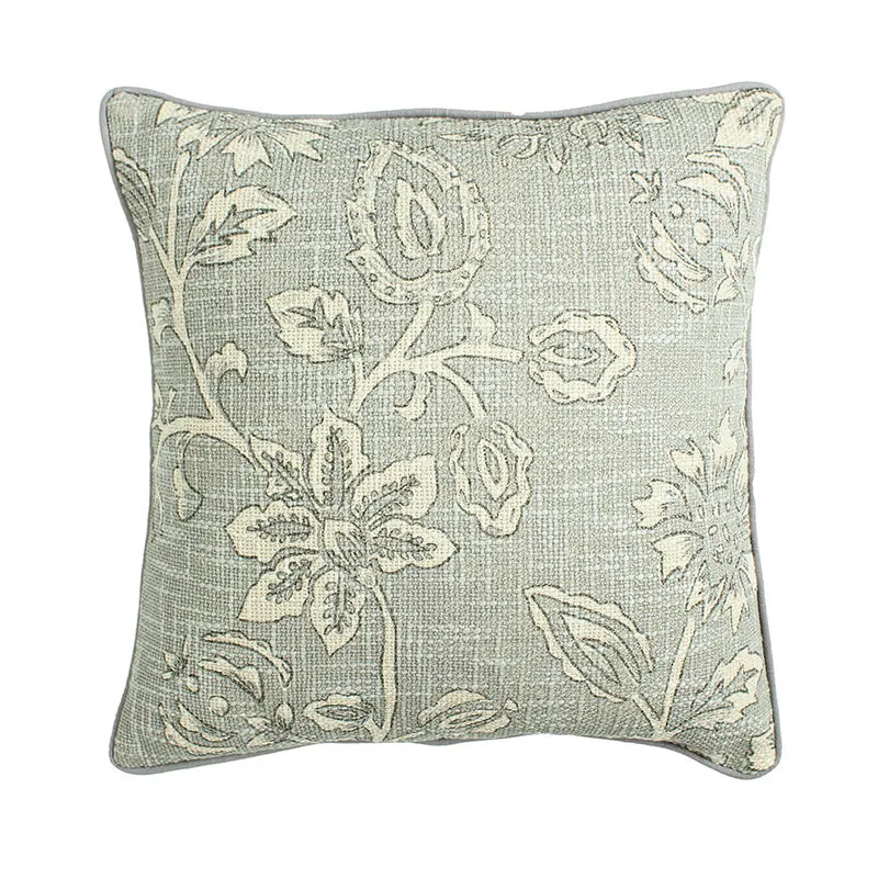 Imperial Petals Woven Cotton Cushion Cover (Grey) - Set Of Two media 3