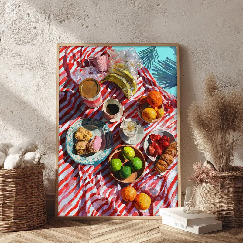 Berry Brunchscape Canvas Wall Painting - Brown Frame media 3