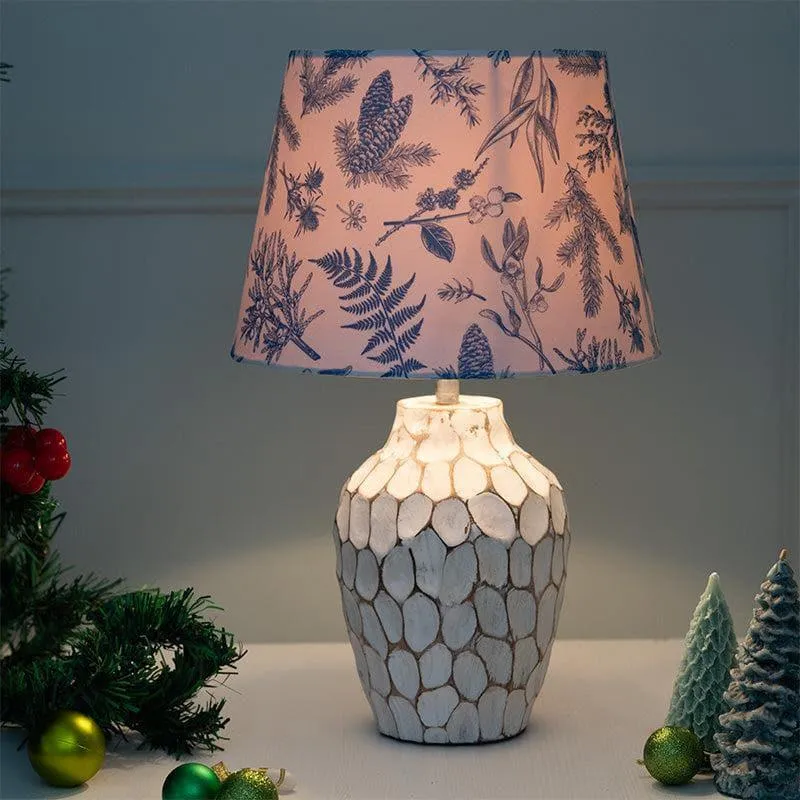 Floral Flamboyant Yvie Fabric Table Lamp - White,Blue media 1