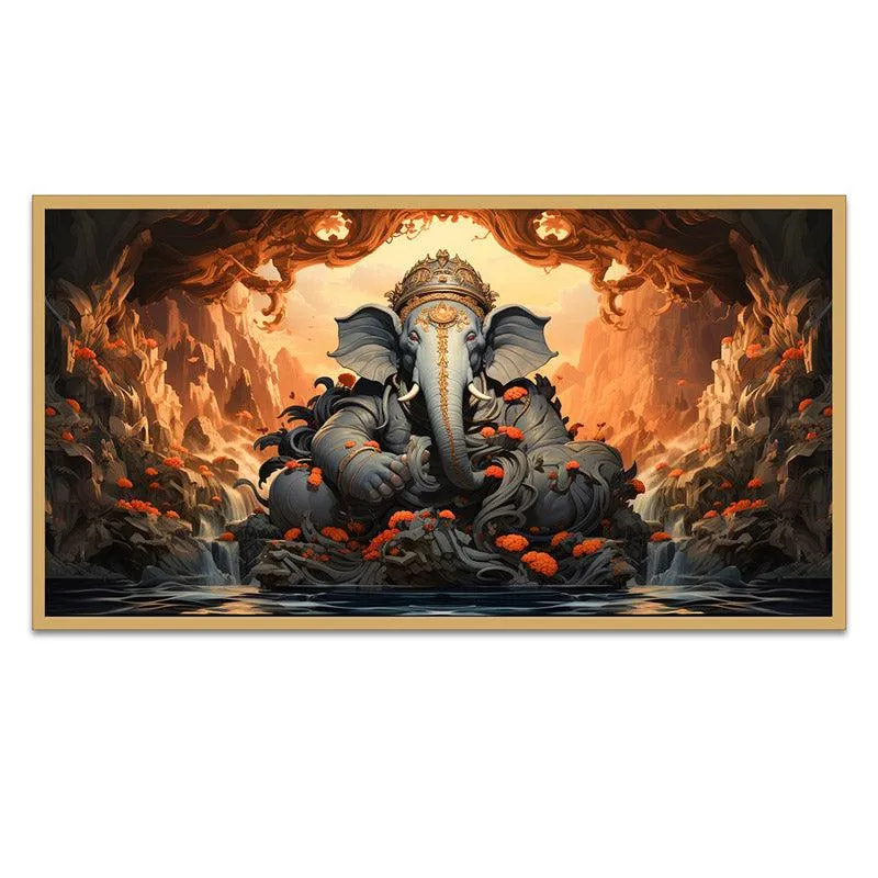 Divine Gajanana Wall Painting With Frame media 5