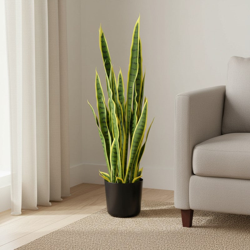 Plantae Artificial Snake Plant With Black Plastic Pot - 3.2 Feet media 3