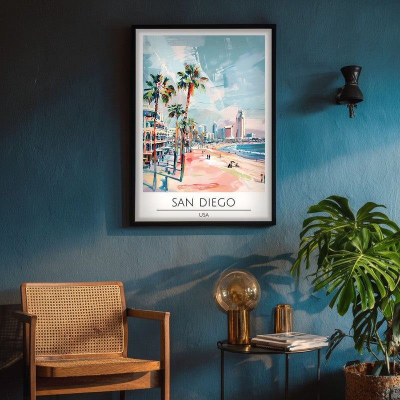 Vintage San Diego Framed Canvas Wall Painting media 4