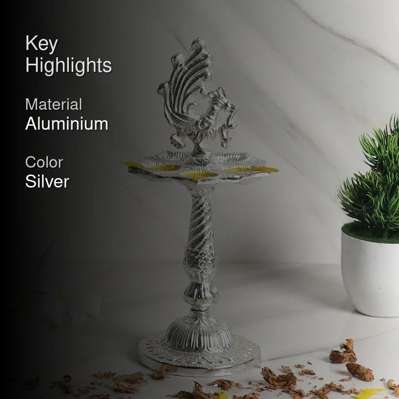 Antique Mayur Diya - Silver media 2