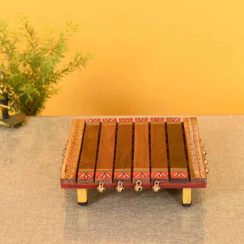 Nelena Handcrafted Wooden Pooja Chowki media 3