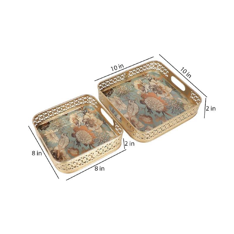Elegant Gold Blossom Serving Trays - Set of 2 media 5