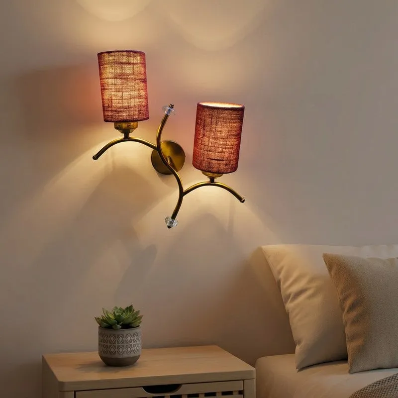LumiBranch Dual Jute Wall Lamp - Maroon media 1
