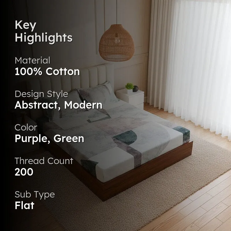 Parigul Abstract Cotton Bedsheet (Purple) - 200 TC media 2