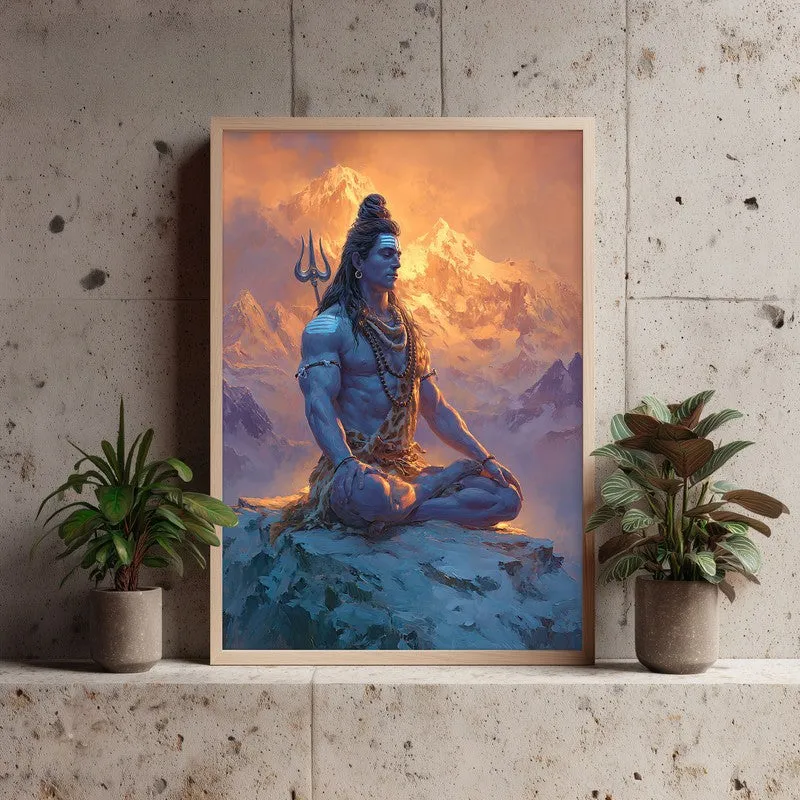 Mahadev in Deep Trance II Archival Paper Wall Art - Natural Brown Frame media 3