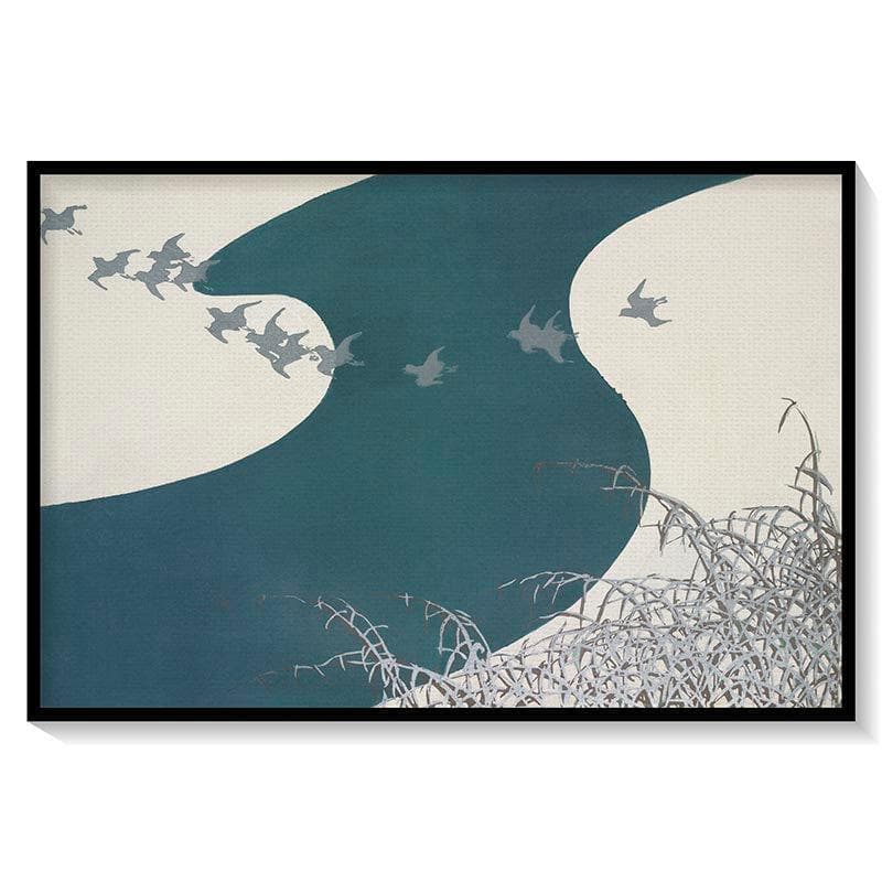 Birds From Momoyogusa Canvas Painting By Kamisaka Sekka - Black Frame media 5