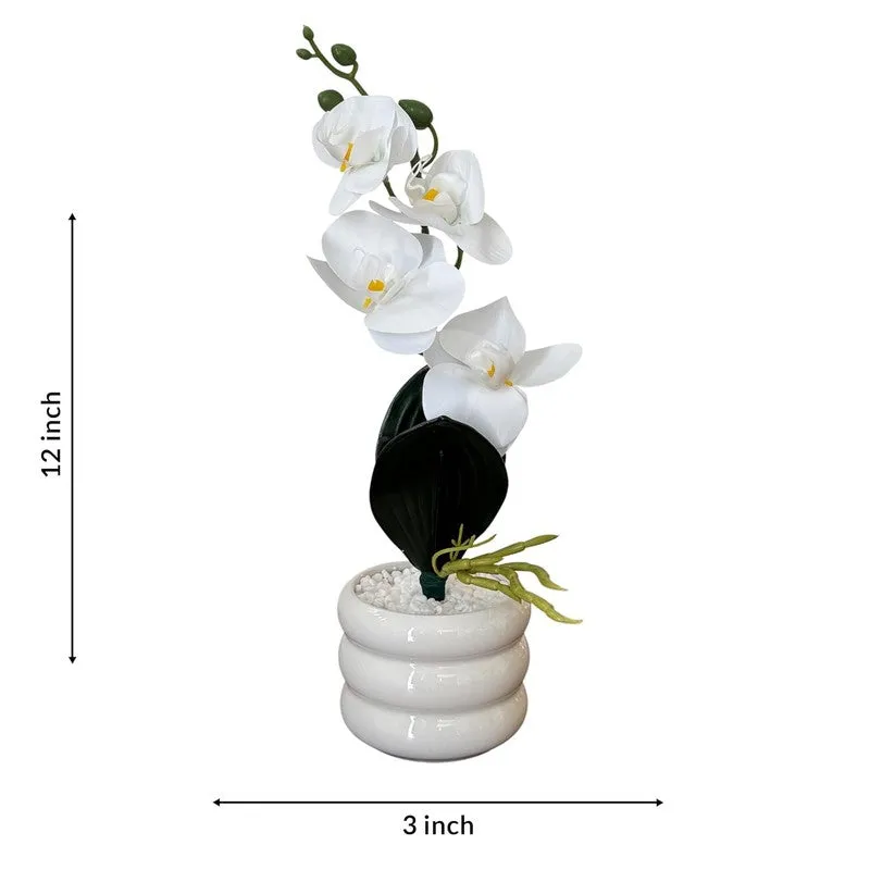 Espiral Orchid Ceramic Vase with flower - White media 6