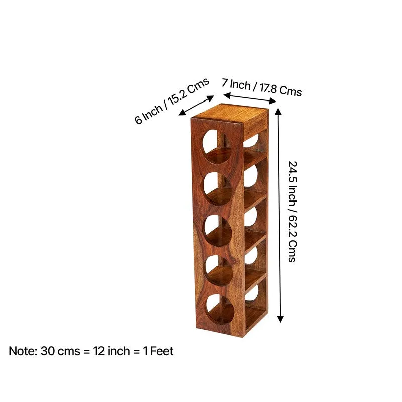 Zverox Sheesham Wooden Wine Rack - Brown media 10