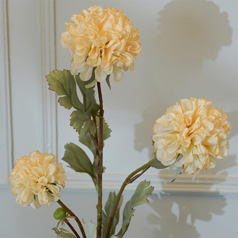 Faux Ball Mum Chrysanthemum Flower Stick (White) - 28 CM media 4