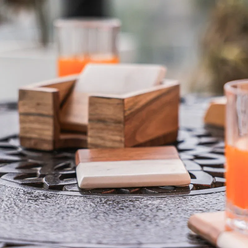 EarthTone Wood & Marble Coasters - Five Piece Set media 6