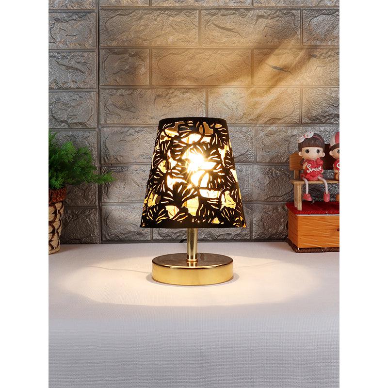 Alba Flora Etched Metal Table Lamp - Black,Gold