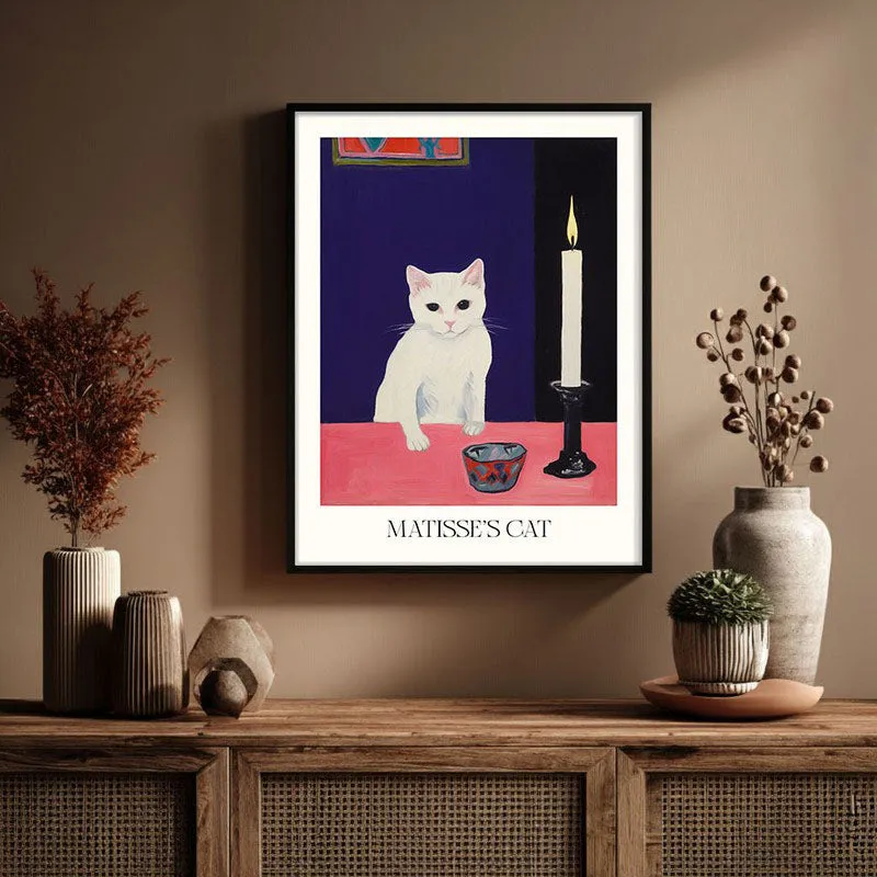 Matisse's Cat Inspired by Henri Matisse Archival Canvas Wall Art - Black Frame media 3