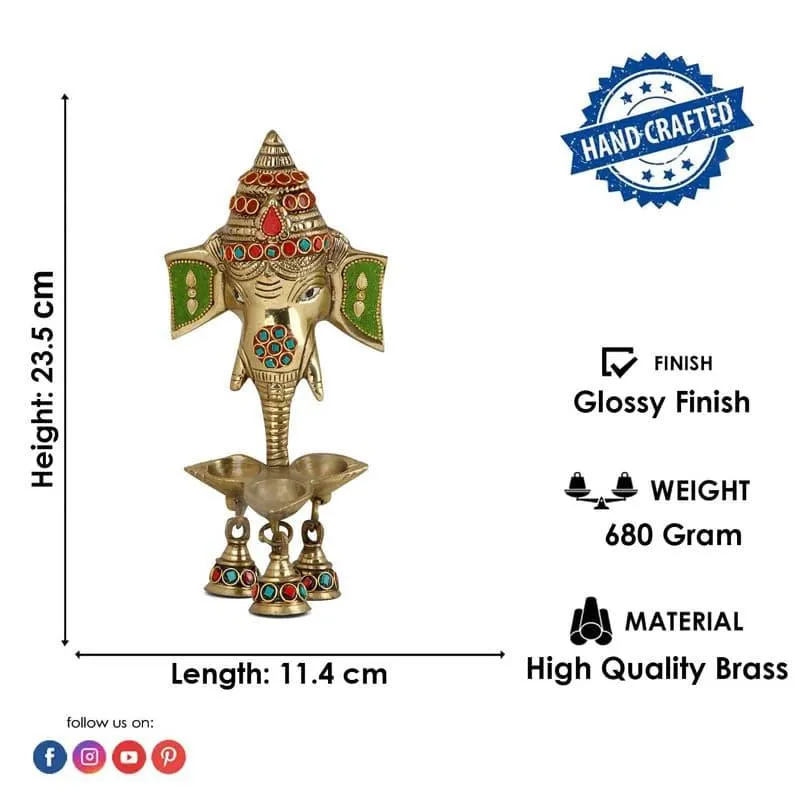 Ganesh Brass Idol With Bell media 5