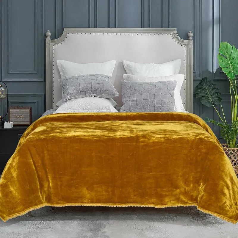 Singu Polyester Solid Blanket - Gold media 1