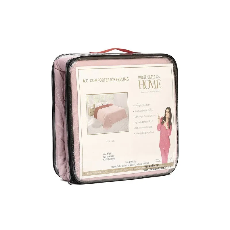 Monte Carlo Softelle Solid Polyester Reversible Comforter (Magenta & Light Pink) - 110 GSM media 7