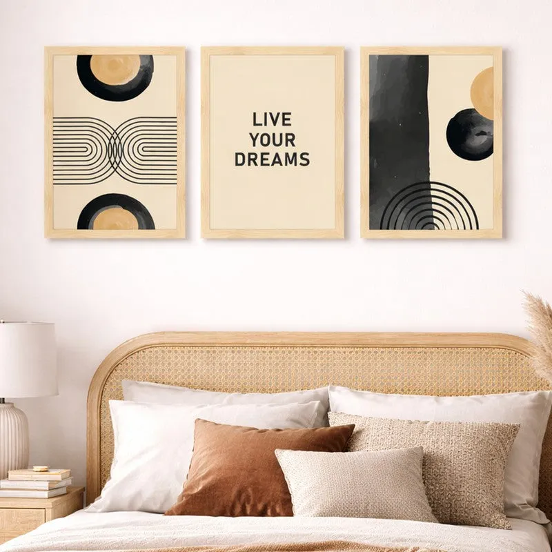 Live Your Dreams Abstract Wall Art - Set Of Three media 1