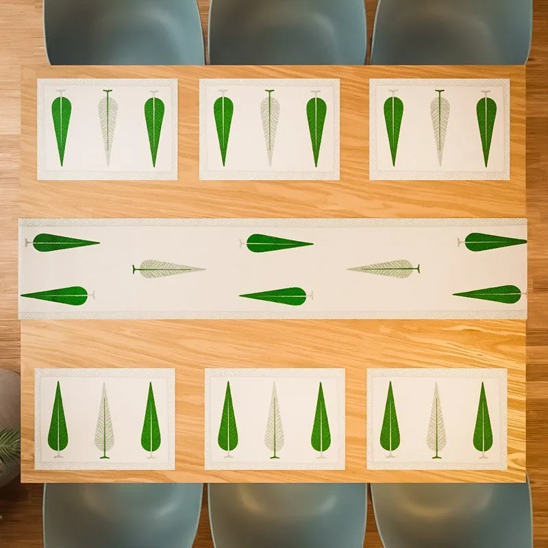 Tropical Leaf Cotton Table Linen Set (Green) - Seven Piece Set media 3