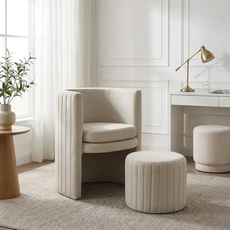 Arvella Neem Wood Accent Chair (Beige) - Two Piece Set media 1