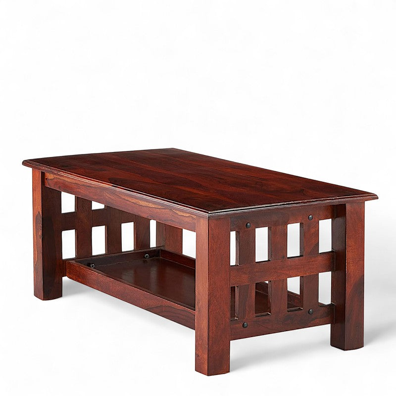 Brenox Sheesham Wooden Center Table - Deep Brown media 5