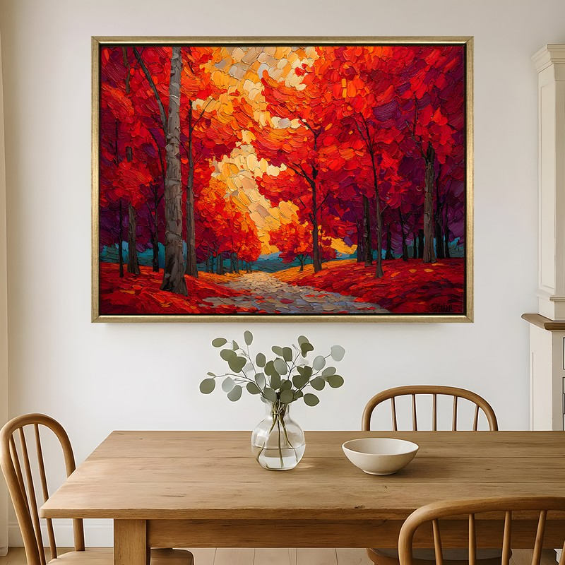 Autumn Emberwood Canvas Wall Painting With Frame