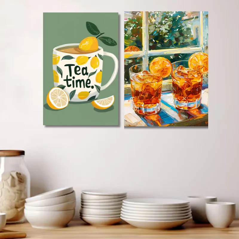 Sunshine & Tea Wall Painting - Set Of Two media 5