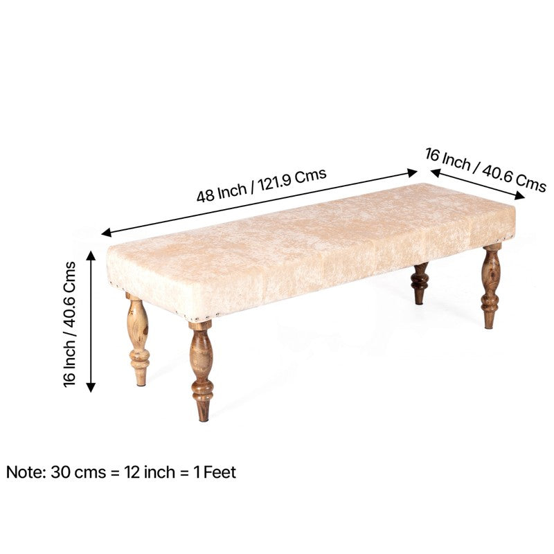 Alvyn Sheesham Wooden Bench with Stools (Beige) - Three Piece Set media 10