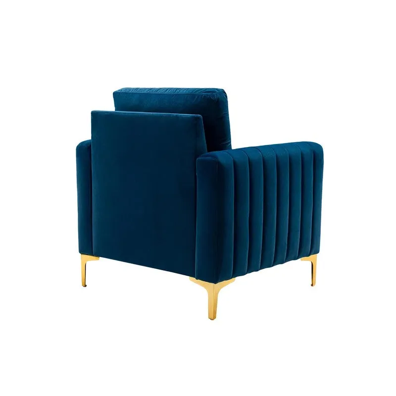 Baseo Neem Wood Accent Chair - Blue media 5