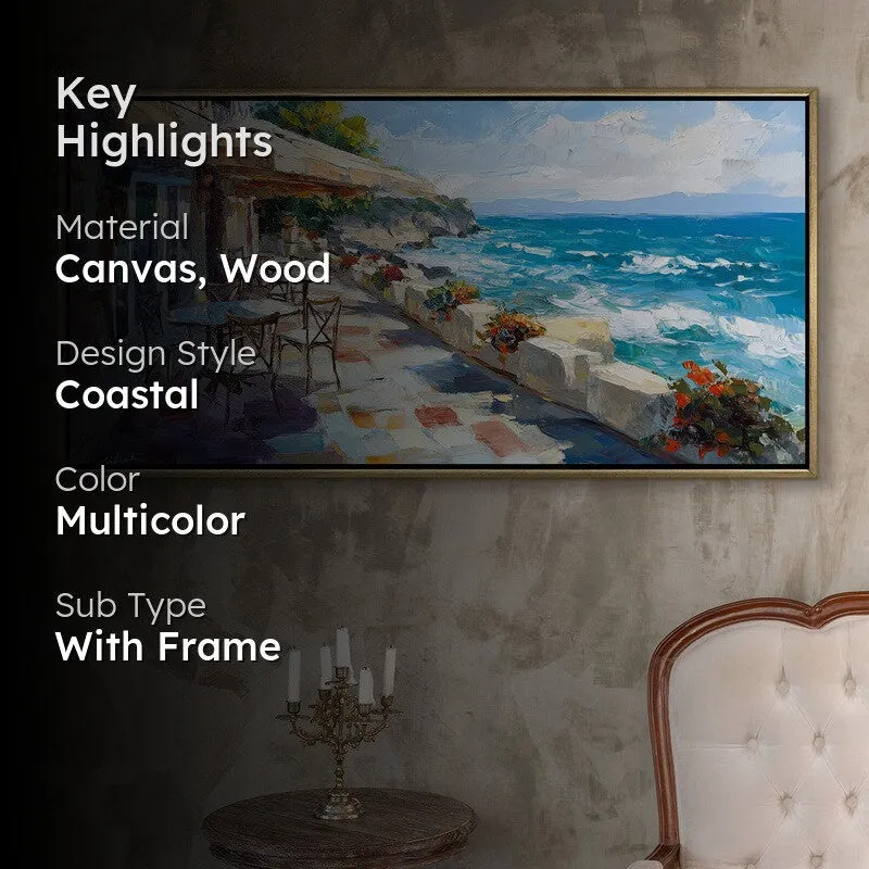 Sunlit Shore Canvas Wall Painting With Frame media 2