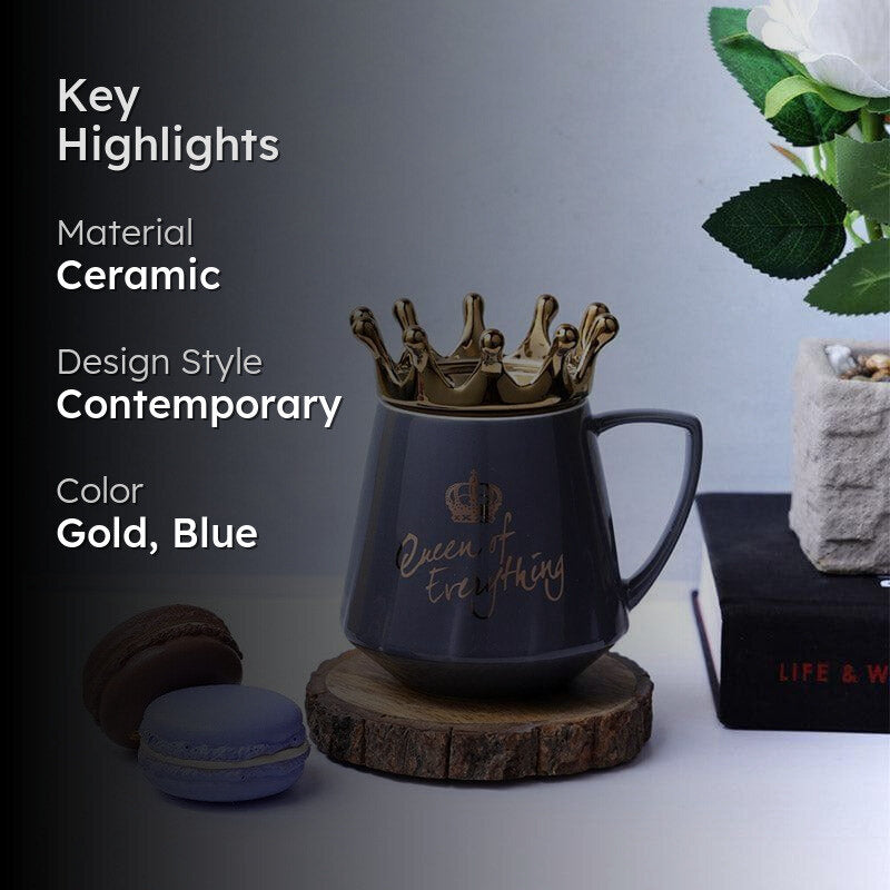 Queen Ceramic Coffee Mug (400 mL) - Blue media 2